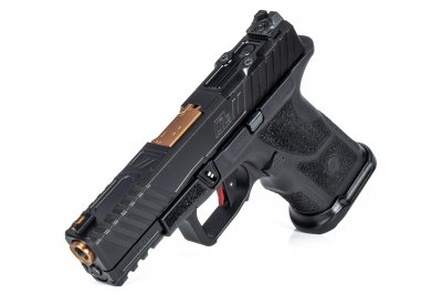 Zoom bild av Zev Technologies OZ9C Pistol, Compact Black Slide, Bronze Barrel