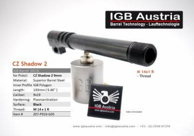 IGB Threaded Barrel for CZ Shadow2 9mm